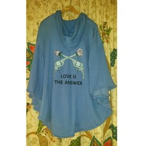 Wildfox Blue Hooded Poncho Love is the Answer